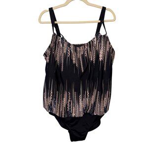 Swimsuits for All Aztec Print Swimsuit One Piece Geometric Design Size 18